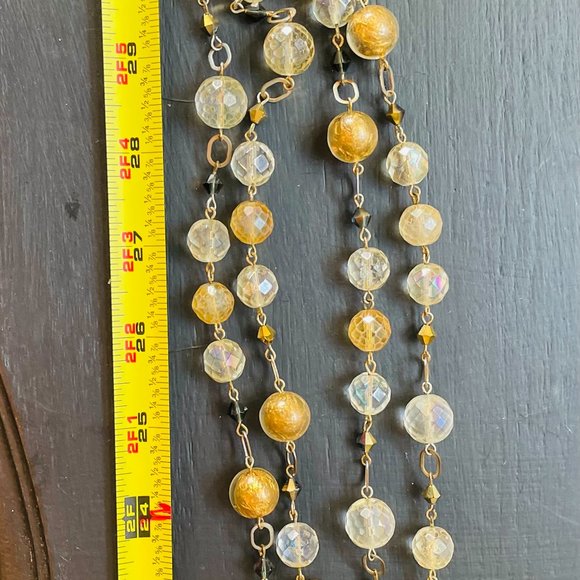 2  VNT ITEMS gold foiled uranium glass bead necklace & Rose Quarts Pink Bracelet - Picture 4 of 8